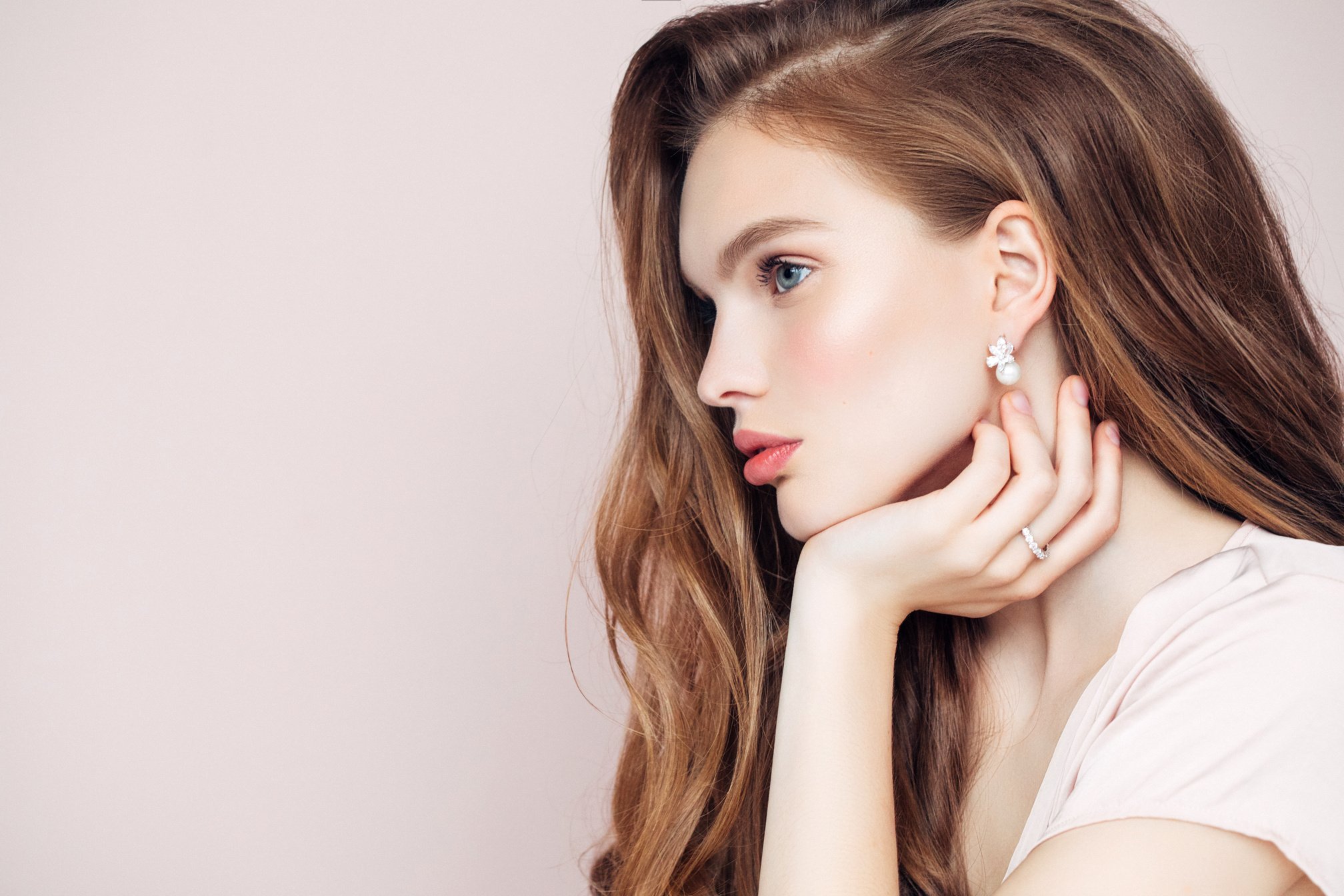 Studio shot of young beautiful woman